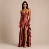 Alicia - Vestido de tirantes finos con cuerpo drapeado