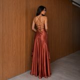 Alicia - Vestido de tirantes finos con cuerpo drapeado