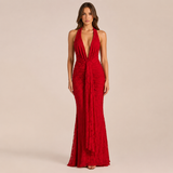 Carmen - Vestido halter de encaje con escote profundo