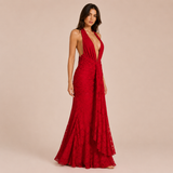 Carmen - Vestido halter de encaje con escote profundo