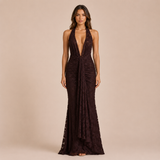 Carmen - Vestido halter de encaje con escote profundo