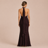 Carmen - Vestido halter de encaje con escote profundo