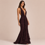 Carmen - Vestido halter de encaje con escote profundo