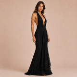 Carmen - Vestido halter de encaje con escote profundo