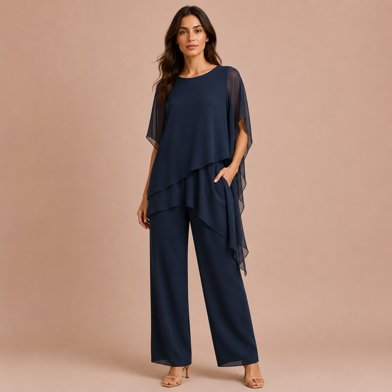 Carmen - Conjunto de blusa asimétrica y pantalón recto