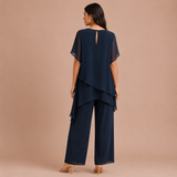 Carmen - Conjunto de blusa asimétrica y pantalón recto