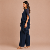 Carmen - Conjunto de blusa asimétrica y pantalón recto