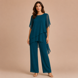 Carmen - Conjunto de blusa asimétrica y pantalón recto