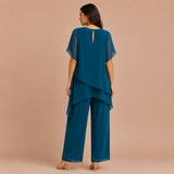 Carmen - Conjunto de blusa asimétrica y pantalón recto