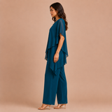 Carmen - Conjunto de blusa asimétrica y pantalón recto