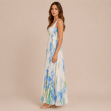 Irene - Vestido midi de tirantes anchos con falda plisada