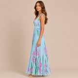 Irene - Vestido midi de tirantes anchos con falda plisada