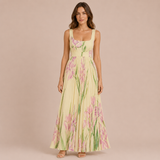 Irene - Vestido midi de tirantes anchos con falda plisada