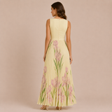 Irene - Vestido midi de tirantes anchos con falda plisada