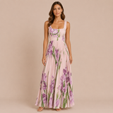Irene - Vestido midi de tirantes anchos con falda plisada