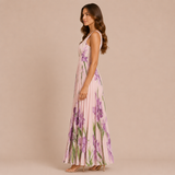 Irene - Vestido midi de tirantes anchos con falda plisada