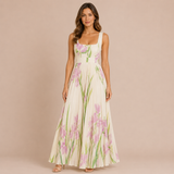 Irene - Vestido midi de tirantes anchos con falda plisada