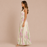 Irene - Vestido midi de tirantes anchos con falda plisada
