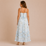 Sofía - Vestido corsé de tirantes finos con falda de volantes