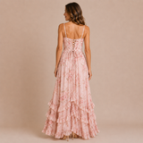 Sofía - Vestido corsé de tirantes finos con falda de volantes