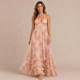 Elena - Vestido de tirantes con detalle de perlas