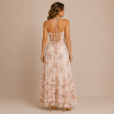 Elena - Vestido de tirantes con detalle de perlas