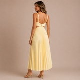 Blanca - Vestido midi plisado con escote en V