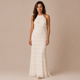 Julia - Vestido halter largo con textura texturizada en capas horizontales