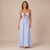 Lucía - Vestido de tiras finas con cutout en cintura y estampado de rayas