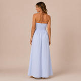 Lucía - Vestido de tiras finas con cutout en cintura y estampado de rayas