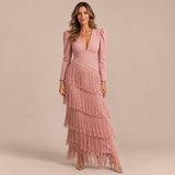 Aitana - Vestido de manga larga con hombros marcados