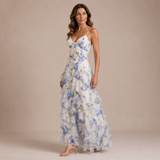 Nerea - Vestido de tirantes finos con corsé y falda de volantes