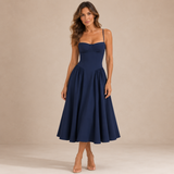 Vera - Vestido midi de corsé con tirantes finos