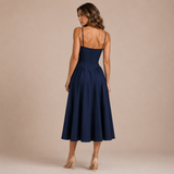 Vera - Vestido midi de corsé con tirantes finos