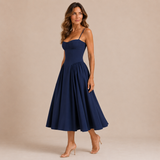 Vera - Vestido midi de corsé con tirantes finos