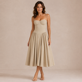 Vera - Vestido midi de corsé con tirantes finos