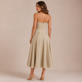 Vera - Vestido midi de corsé con tirantes finos