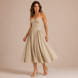 Vera - Vestido midi de corsé con tirantes finos