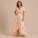 Aitana - Vestido de mangas abullonadas con cutout de pedrería en cintura