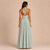 Lucía - Vestido maxi halter con escote profundo