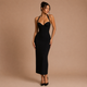 Rosa - Vestido midi ceñido con corpiño y tirante halter