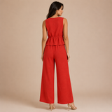 Carmela - Conjunto top con lazos y pantalón palazzo