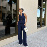 Carmela - Conjunto top con lazos y pantalón palazzo