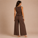 Carmela - Conjunto top con lazos y pantalón palazzo