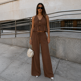 Carmela - Conjunto top con lazos y pantalón palazzo