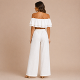 Lola - Conjunto top off-shoulder con volantes y pantalón palazzo