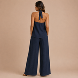 Isabel - Conjunto top halter con botones y pantalón palazzo