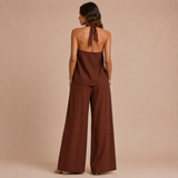 Isabel - Conjunto top halter con botones y pantalón palazzo