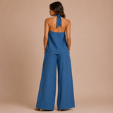 Isabel - Conjunto top halter con botones y pantalón palazzo