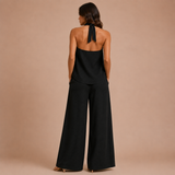 Isabel - Conjunto top halter con botones y pantalón palazzo